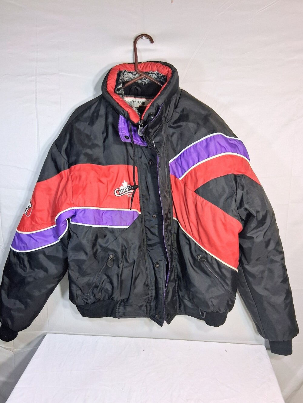 Women's Large Roomy 90's Choko Bear Sherpa Lined Adjustable Snowmobile Jacket